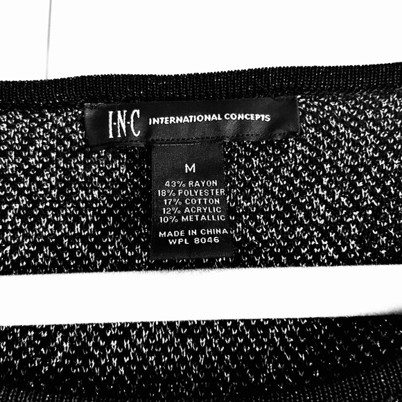 INC Asymmetric Hem Black And Silver Metallic Tunic Sweater Size M EUC - Picture 4 of 11